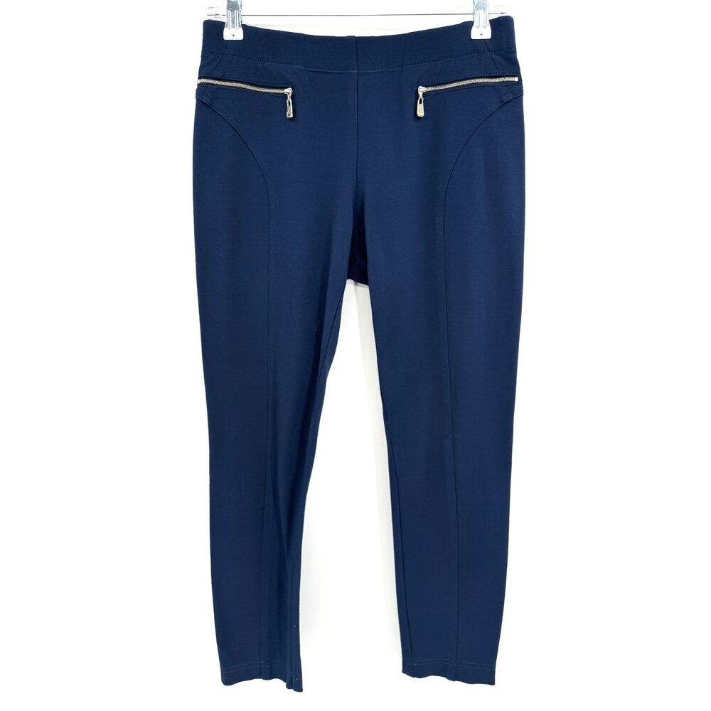 ESCADA Navy Blue Pull On Zipper Pocket Skinny Trouser Pants Size M Medium 38 EUR